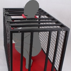 SM-Sklavenkäfig aus Stahl mit stabilen Halterungen verstellbar