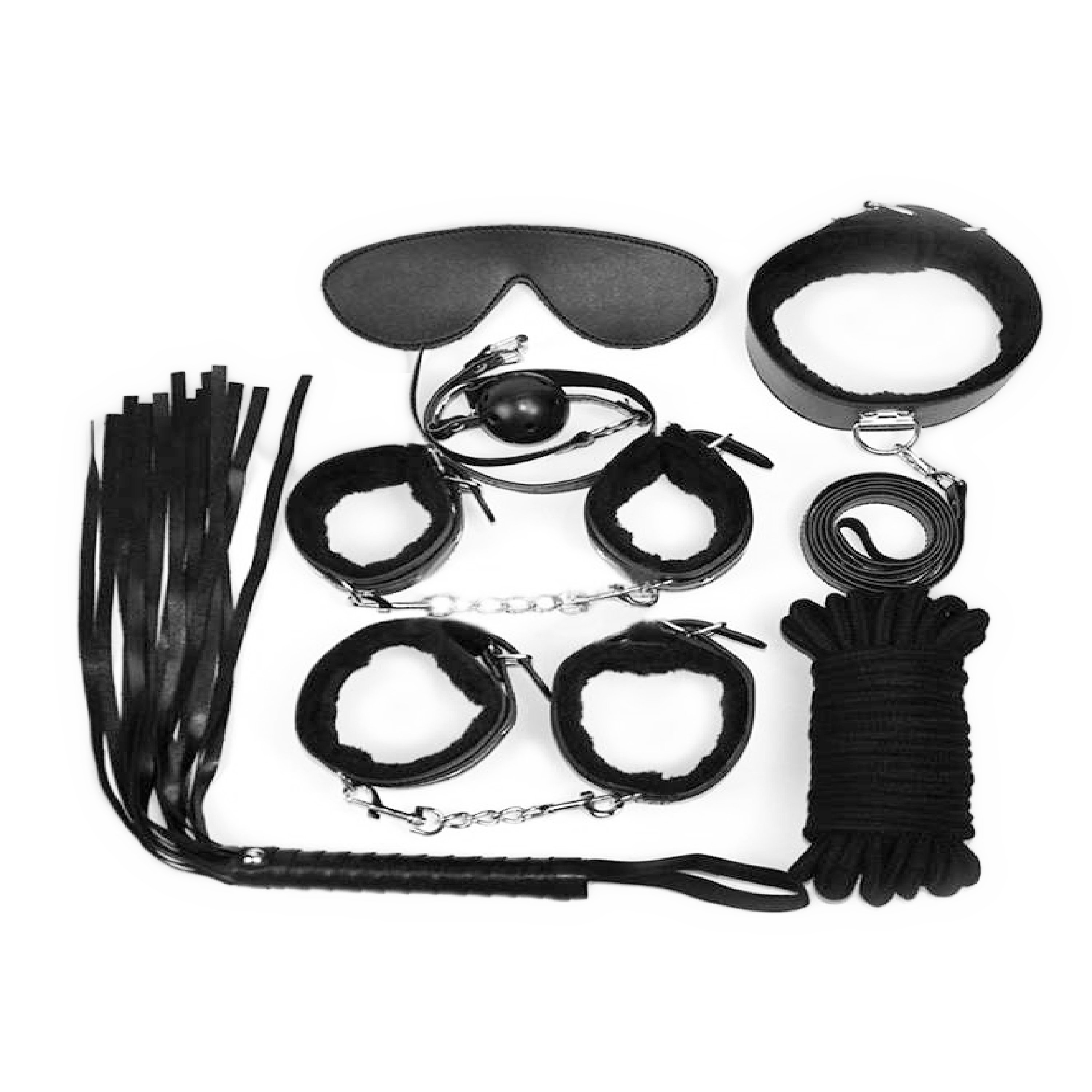 Black Leather Bondage Adult SM Set 7-Teilig